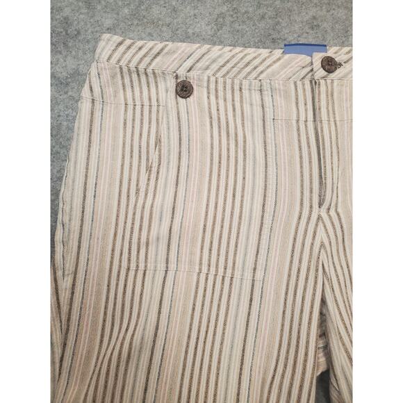 Women's JH Collectibles 16 Linen Blend Striped Wide Leg Cropped Pants - Picture 6 of 7
